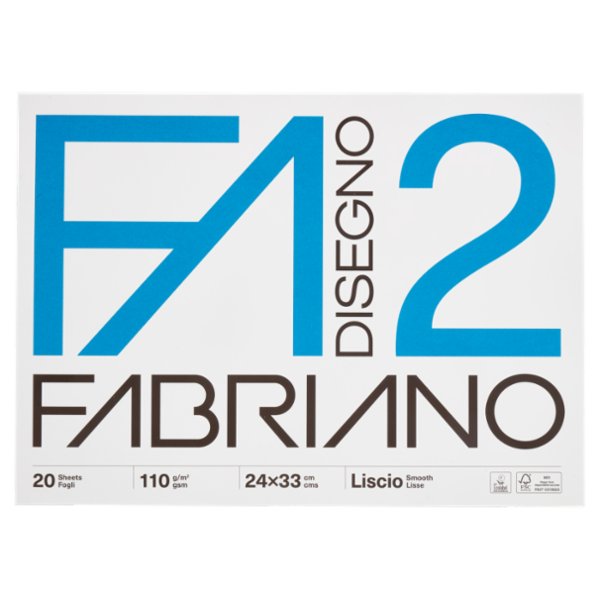 Fabriano Disegno 2 110 g/m² 24x33 cm Liscio 20 Fogli