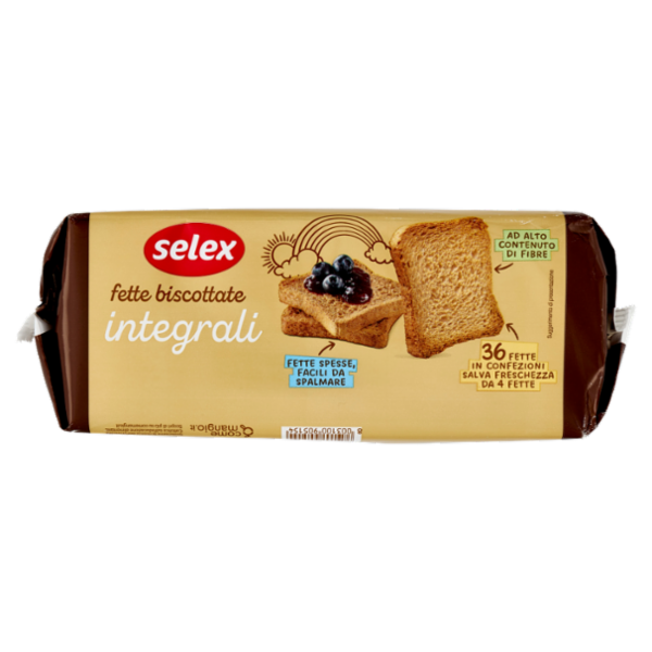 Selex Fette Biscottate con Farina di Frumento Integrale in Confez. Salvafreschezza 9x4 fette 320 g