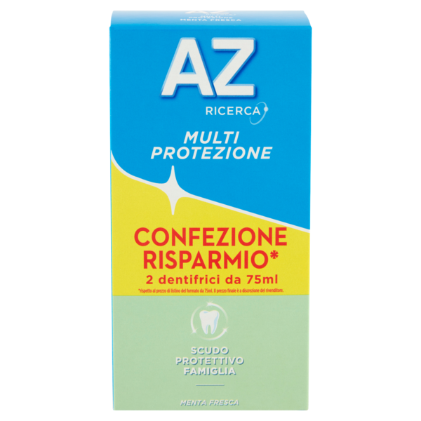 AZ Ricerca Dentifricio Multi Protezione Scudo Protettivo Famiglia 2x75 ml