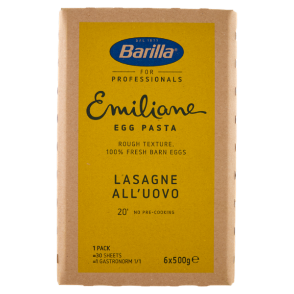 Barilla for Professionals Emiliane Pasta uovo Lasagne Catering Food Service 6 x 500g
