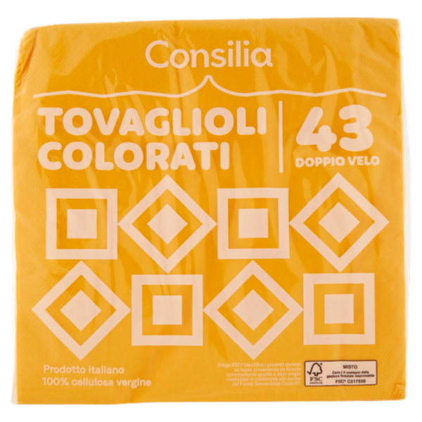 Consilia Tovaglioli 2 Veli 33x33 cm Giallo/Arancione 43 pezzi