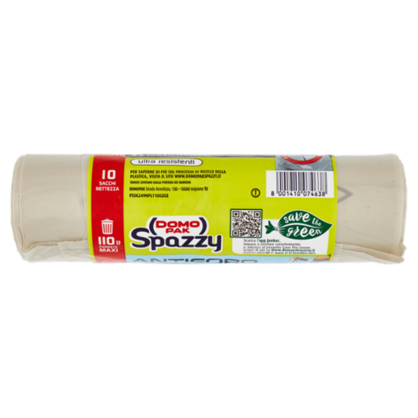 Domopak Spazzy Antiforo Trasparenti con Manici 110lt 70x120cm 10 pz