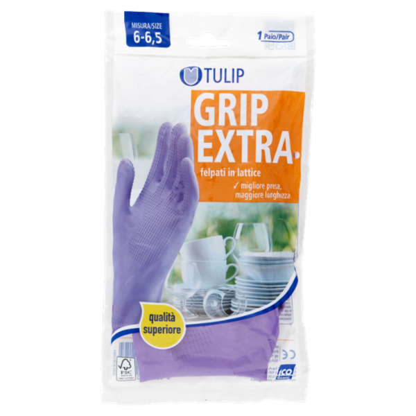 Tulip Grip Extra Guanti felpati in lattice Misura 6-6,5 1 Paio