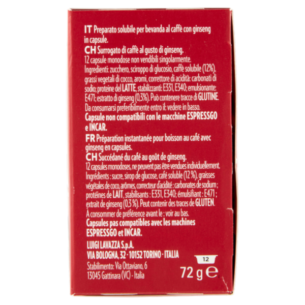 Lavazza A Modo Mio Caffè Ginseng 12 Capsule 72 g