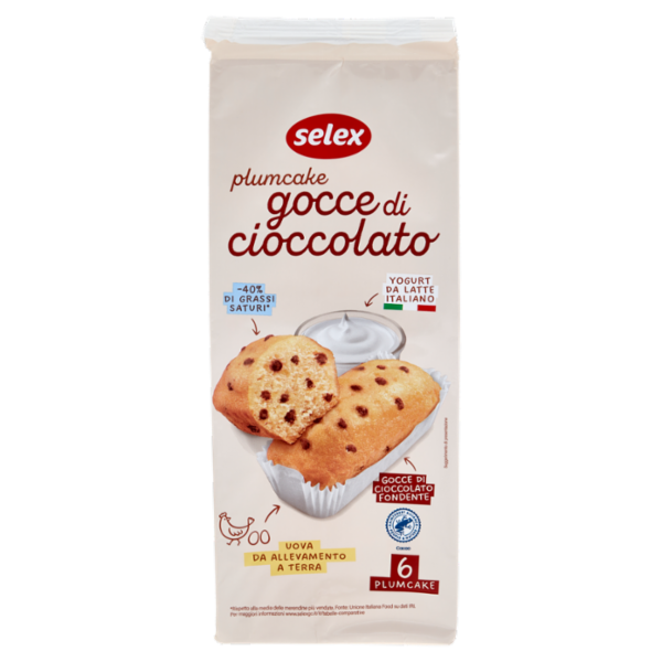Selex Plum Cake con Gocce di Cioccolato 6x35 g
