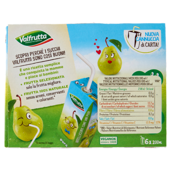 Valfrutta Pera Italiana Succo e polpa di frutta 6 x 200 ml