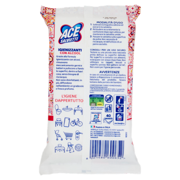 Ace Salviette Igienizzanti con Alcool 40 pz