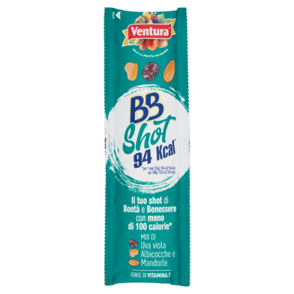 Ventura BBShot 94kcal* Mix di Uva viola Albicocche e Mandorle 25 g