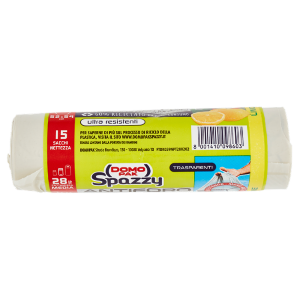 Domopak Spazzy Antiforo Profumati con Manici 28lt 52x54cm Limone 15 pz