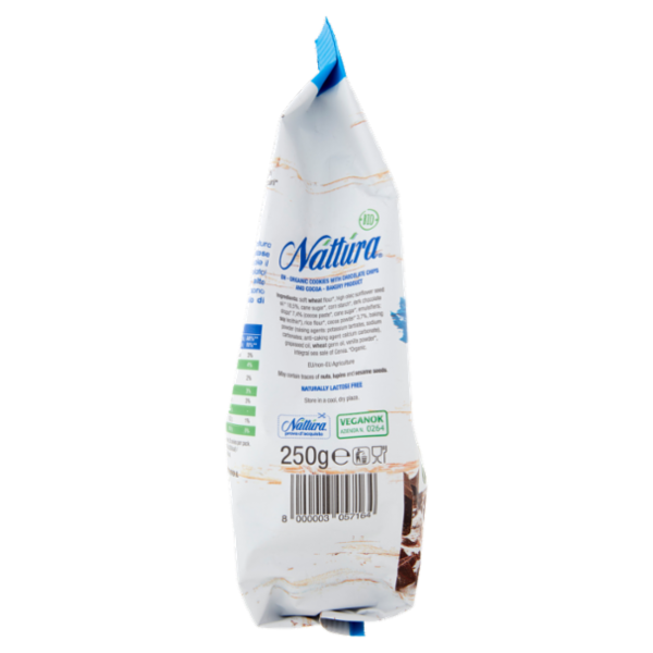Náttúra Biscotti Extradark con gocce di cioccolato e cacao Bio 250 g