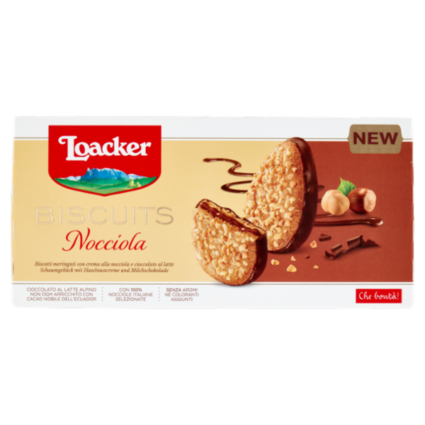 Loacker Biscuits Nocciola Biscotti meringati con crema alla nocciola e cioccolato al latte 100 g
