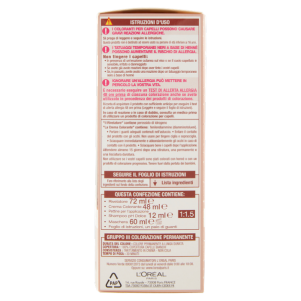 L'Oreal Paris Colorazione permanente senza ammoniaca, Riflesso Universale, Biondo 7U