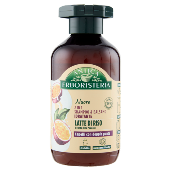 Antica Erboristeria 2 in 1 Shampoo & Balsamo Idratante Latte di Riso & Frutto della Passione 225 ml