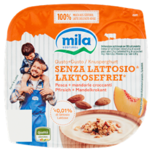 Mila Gusto+Gusto Senza Lattosio* Pesca + Mandorle Croccanti 150 g