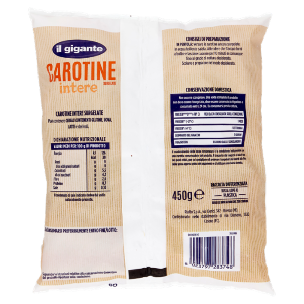 IL GIGANTE Carotine intere Surgelate 450 g