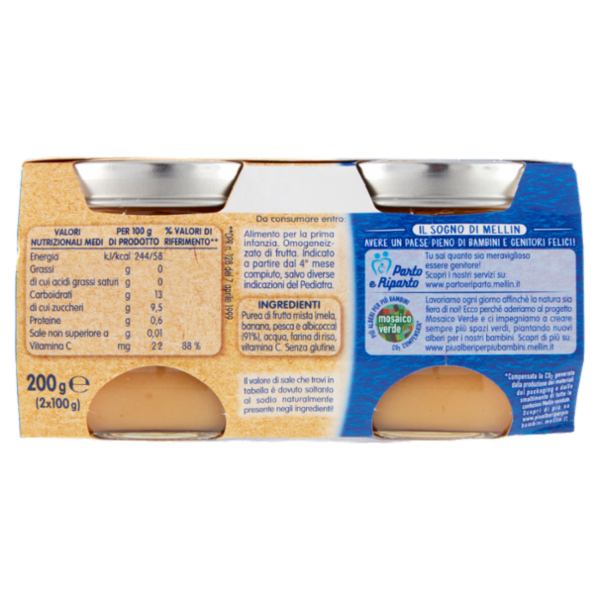 MELLIN Omogeneizzato di Frutta Mista 2 x 100 g