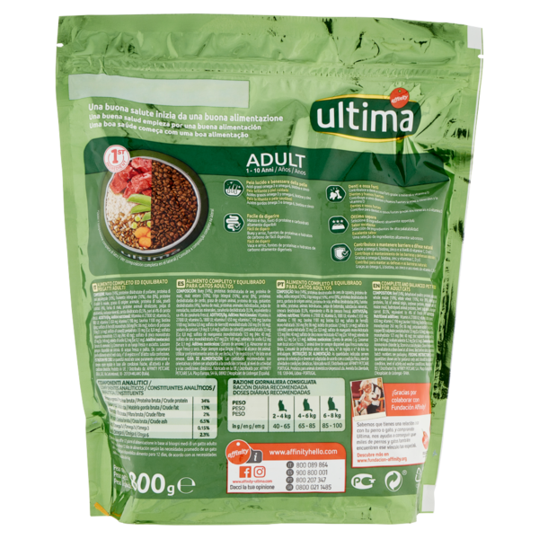 ultima Cat Adult 1-10 Anni Manzo 800 g