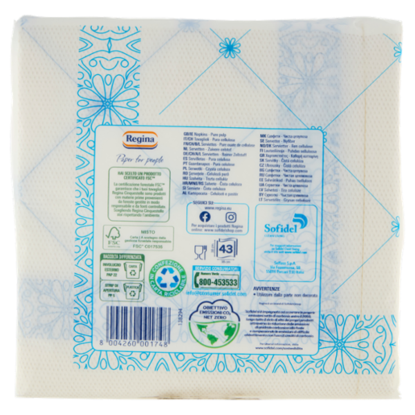 Regina Cinquestelle tovaglioli 2 veli 38x38 43 pezzi