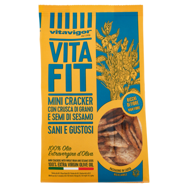 vitavigor VitaFit Mini Cracker con Crusca di Grano e Semi di Sesamo 150 g