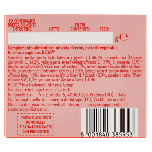 Bonomelli Tisane con Probiotico Dopo Pasto 10 Filtri 20 g
