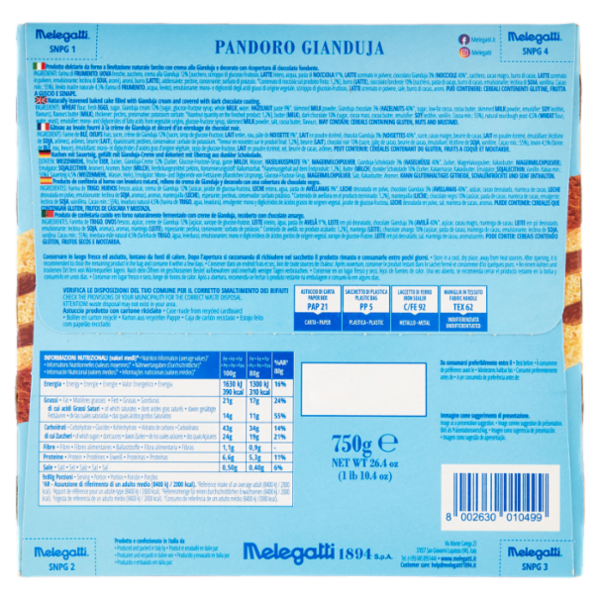 Melegatti 1894 Pandoro Gianduja 750 g