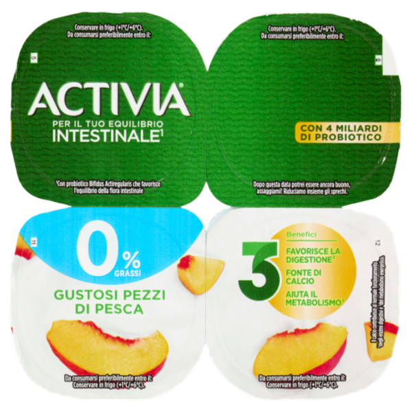 Activia 0% Grassi Pesca in pezzi 4 x 125 g