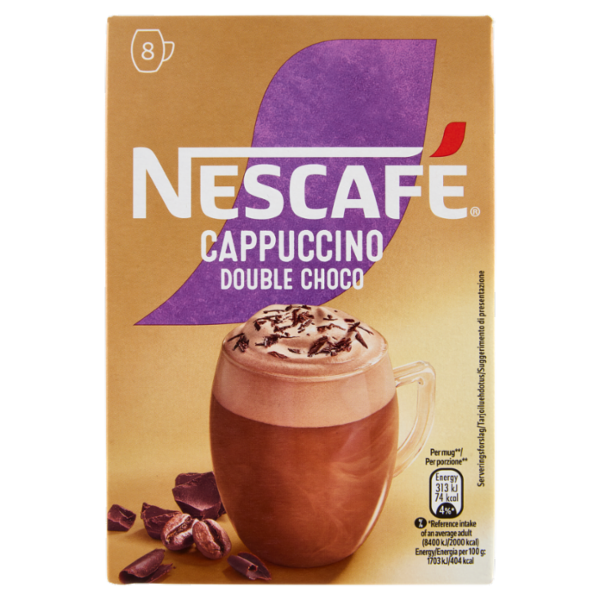 NESCAFÉ Cappuccino Double Choco Solubile con Cacao 8 Bustine 148 g