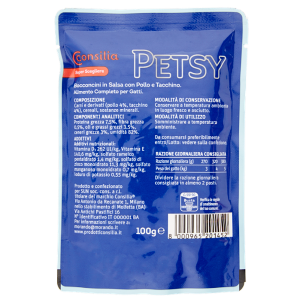 Consilia Petsy Gatto Bocconcini con Pollo e Tacchino 100 g