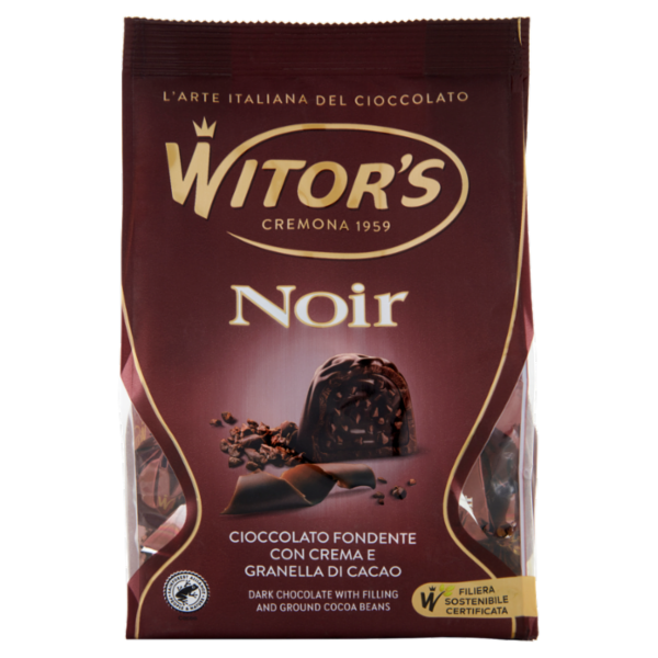 Witor's Noir Cioccolato Fondente con Crema e Granella di Cacao 250 g