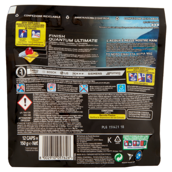 Finish Ultimate All in One Lemon pastiglie lavastoviglie 12 lavaggi 150 gr