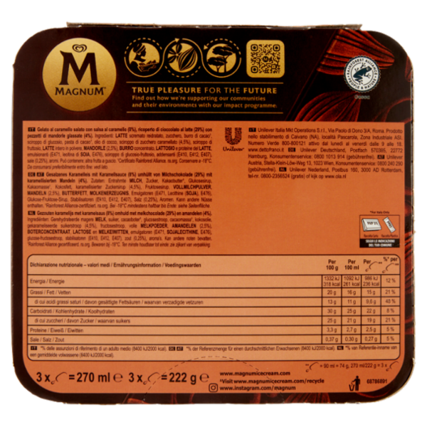 Magnum Collection Salted Caramel & Glazed Almonds 3 Gelati 222 g