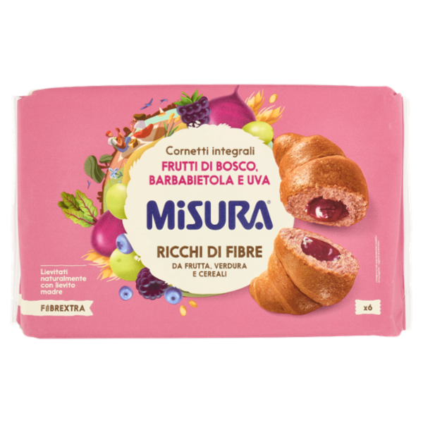 Misura Fibrextra 6 Cornetti Frutti di Bosco Barbabietola e Uva 308 g