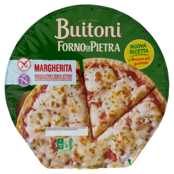 BUITONI Forno di Pietra Margherita Senza Glutine e Senza Lattosio Pizza Surgelata 1 pizza 360g