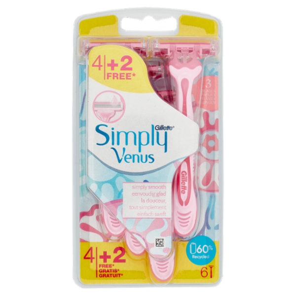 Gillette Rasoio da Donna Usa e Getta Simply Venus - 4 Rasoi + 2 Gratis = 6 Rasoi