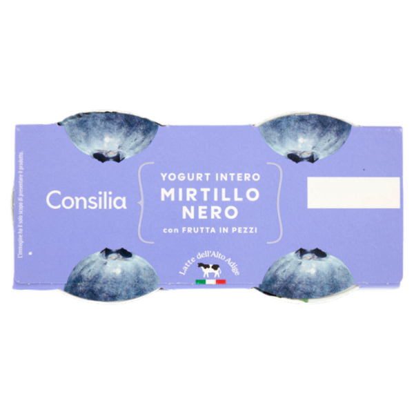 Consilia Yogurt Intero Mirtillo Nero con Frutta in Pezzi 2x125 g
