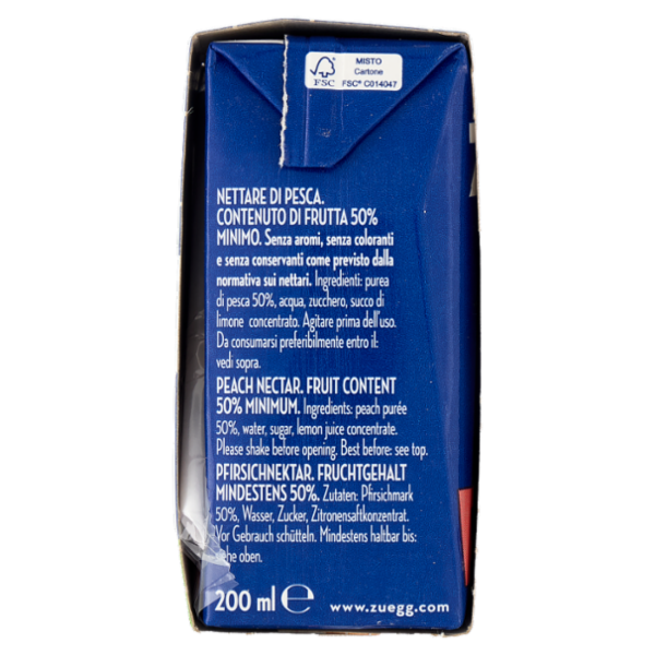 Zuegg Solo Ingredienti naturali* Succo e Polpa di Pesca 3 x 200 ml