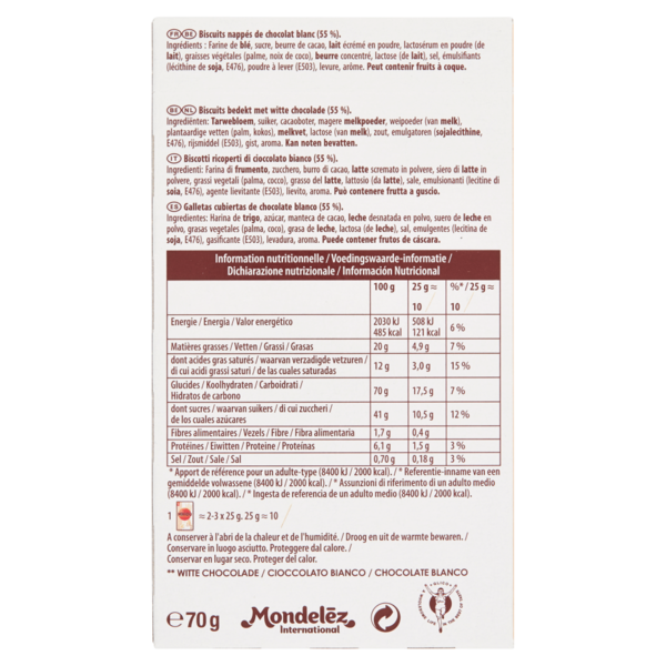 Mikado, biscotto ricoperto di cioccolato bianco - 70g