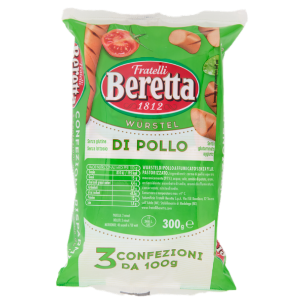 Fratelli Beretta Wurstel di Pollo Italiano 3 x 100 g