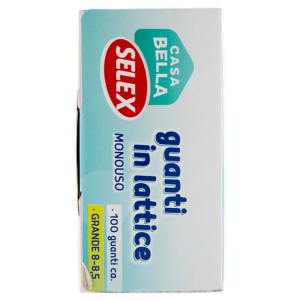 Selex Casa Bella Guanti Monouso in Lattice Naturale Misura Grande (8-8,5) Dispenser 100 pezzi