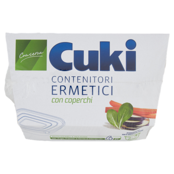 Cuki Conserva Contenitori Ermetici con coperchi Formato Rettangolare 2 Porzioni 4 pz
