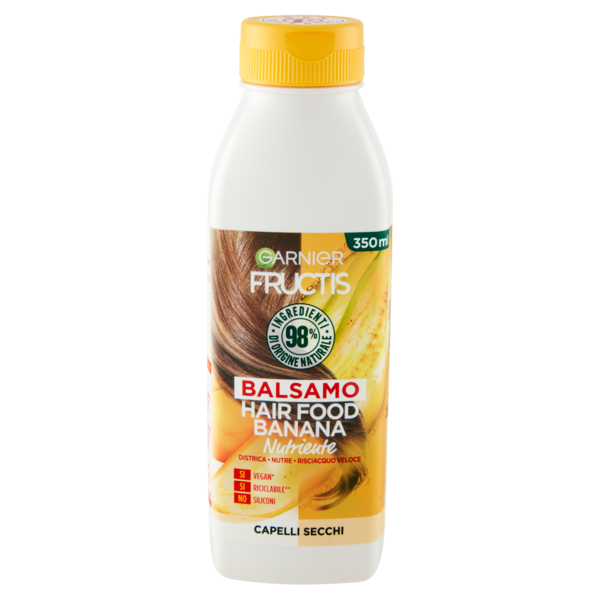 Garnier Balsamo Nutriente Fructis Hair Food, Balsamo alla banana per capelli secchi, 350 ml