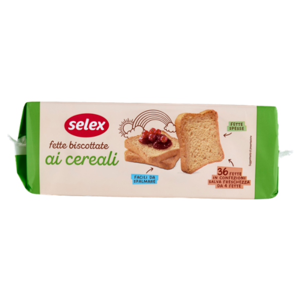 Selex Fette Biscottate ai Cereali in Confezioni Salvafreschezza 9x4 fette 320 g