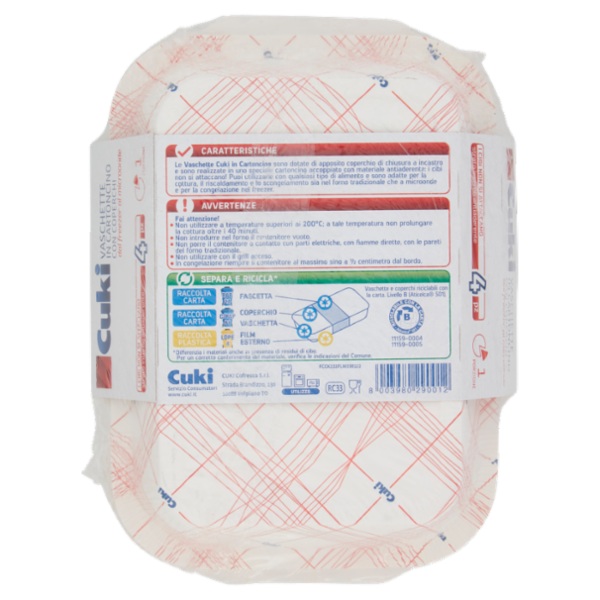 Cuki Conserva e Cuoce Vaschette in Cartoncino con Coperchi 1 Porzione 4 pz