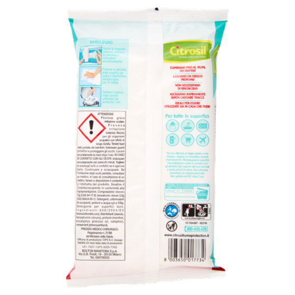 Citrosil Home Protection Salviette Multisuperfici Igienizzanti Eucalipto 40 pz