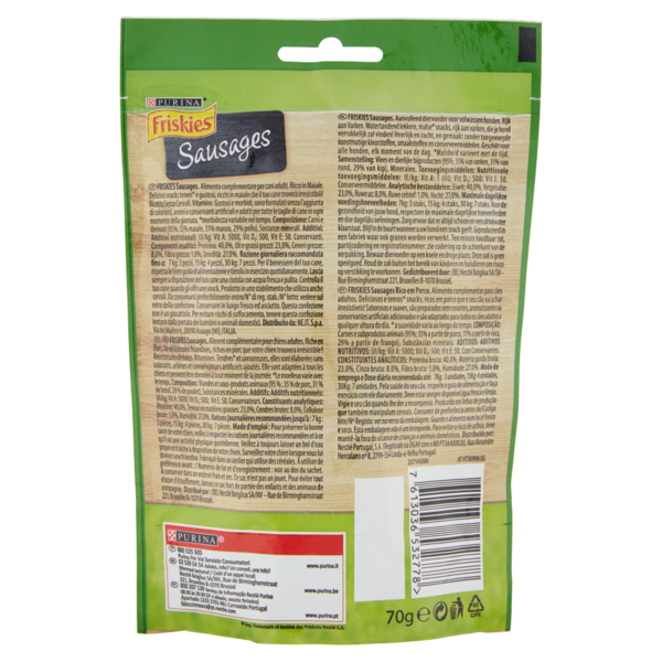 PURINA FRISKIES Sausages Snack cane ricco in Maiale Busta 70g