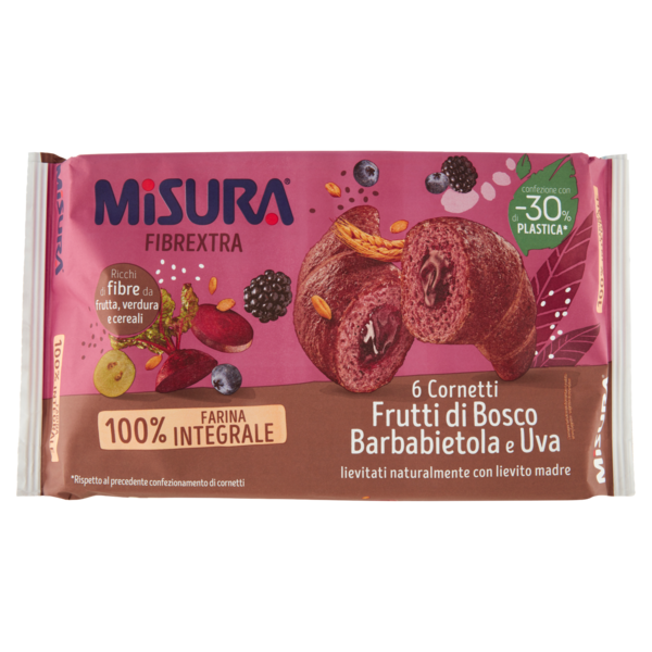Misura Fibrextra Cornetti Frutti di Bosco Barbabietola e Uva 6 x 50 g