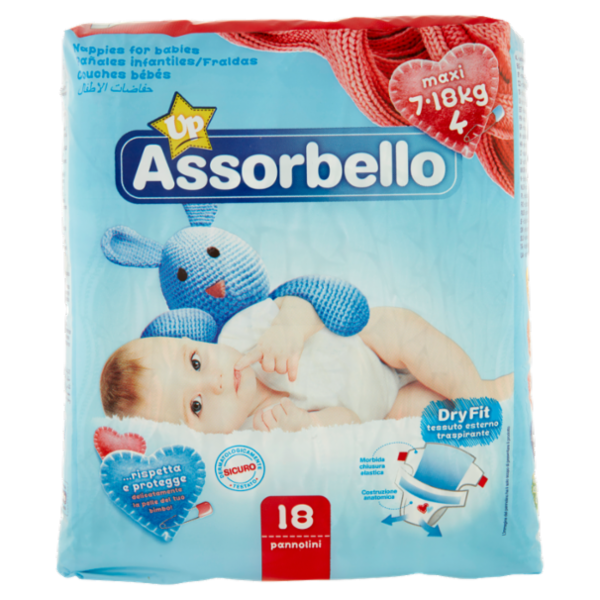 Assorbello Up Maxi 7-18kg taglia 4 pannolini 18 pz