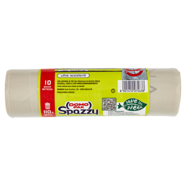 Domopak Spazzy Antiforo Trasparenti con Manici 110lt 70x120cm 10 pz