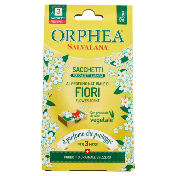 Orphea Salvalana Sacchetti per Cassetti e Armadi al Profumo Naturale di Fiori 3 pz