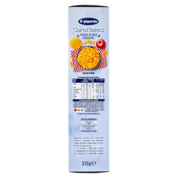 IL GIGANTE Cornflakes Fiocchi di Mais Croccante 375 g